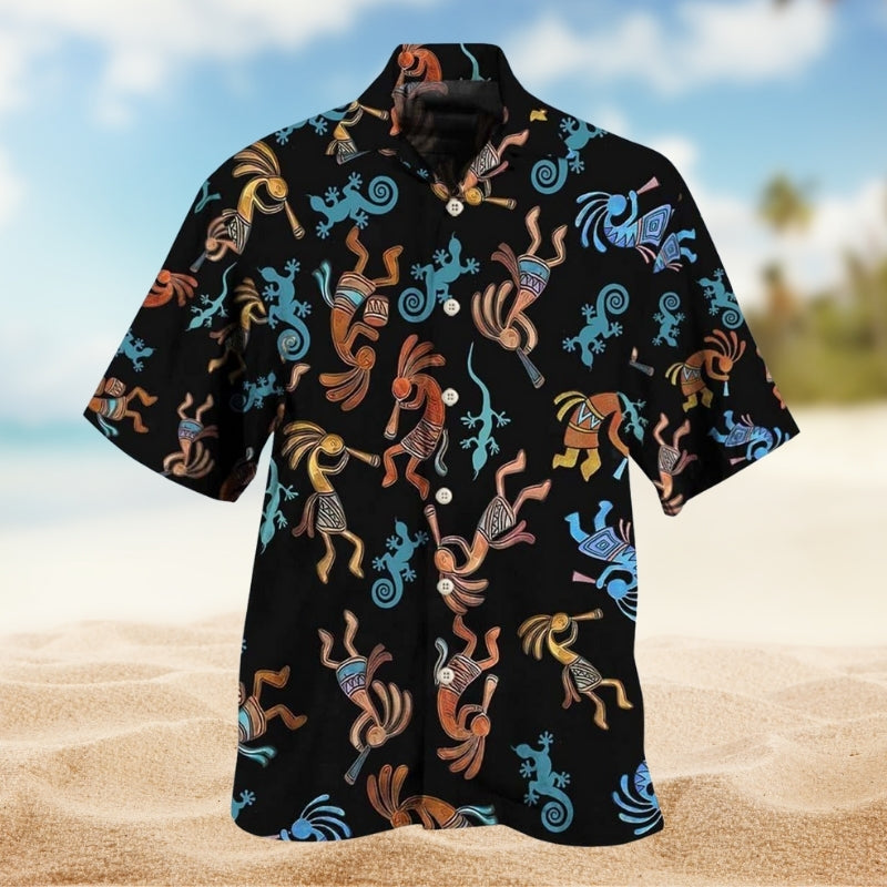 Southwestern Geometric Peace Hawaiian Shirt For Beachside Event And Summer Party Style