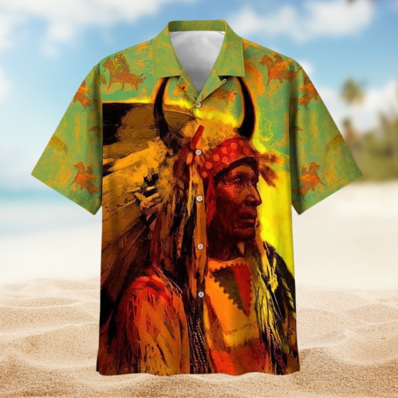 Southwestern Geometric Peace Hawaiian Shirt For Summer Vacation And Coastal Style