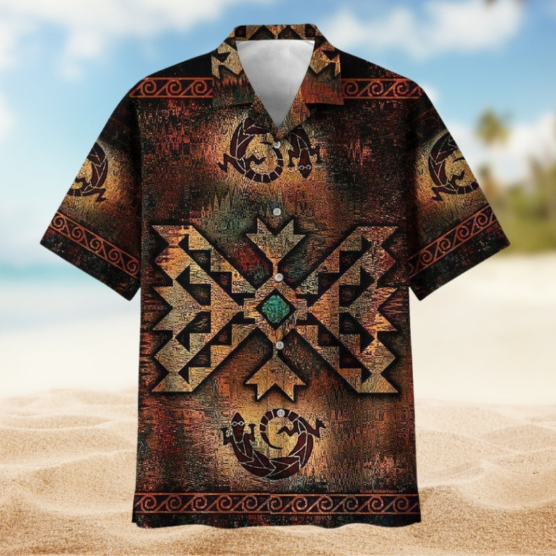 Southwestern Geometric Peace Hawaiian Shirt For Poolside Gathering And Island Inspired Style