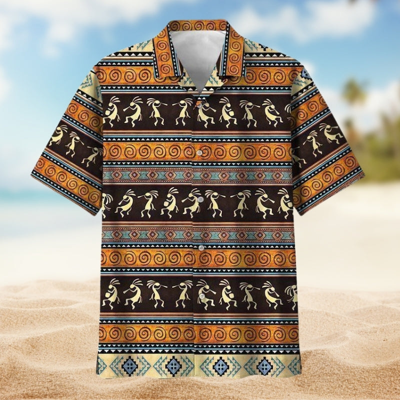 Southwestern Geometric Peace Hawaiian Shirt For Summer Gathering And Comfortable Travel Wear