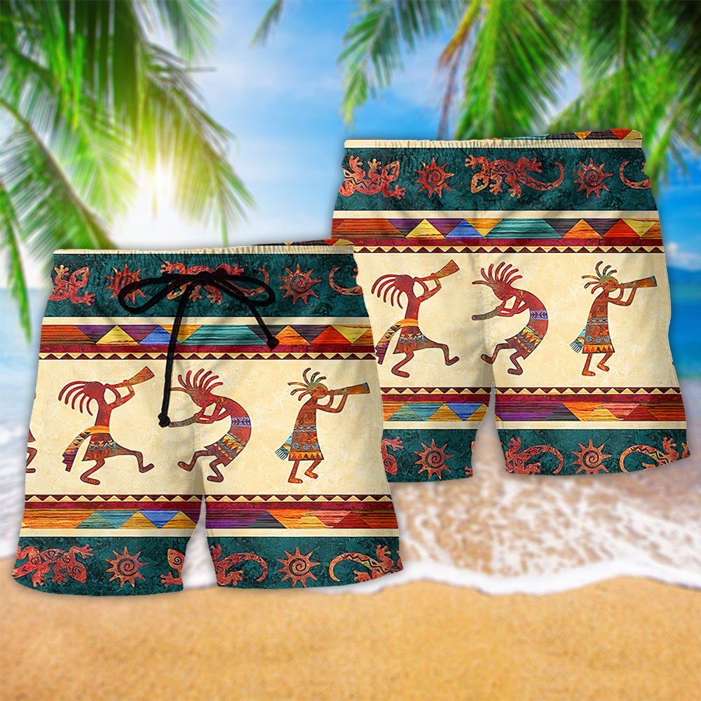 Native Style Love Peace Vintage Hawaiian Print Beach Shorts For Tropical Holidays And Weekend Adventures