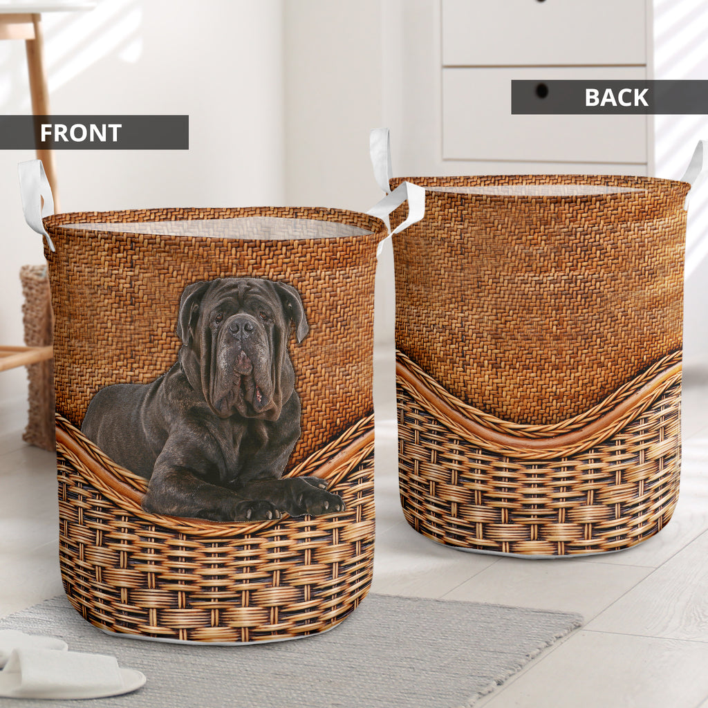 Dog Neapolitan Mastiff Dog Rattan Texture Laundry Basket For Room Home Organizer