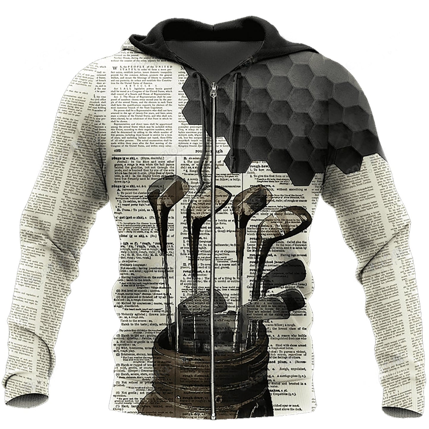 Newspaper Golf Hoodie For Recreational Activities Travel And Comfortable Streetwear