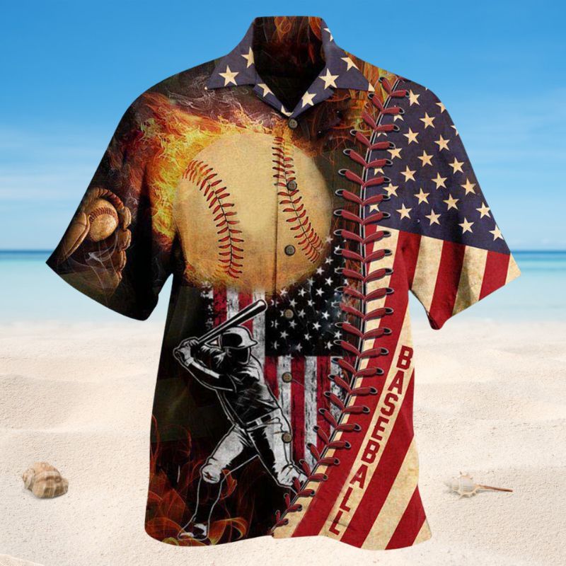 American Baseball Hawaiian Shirt For Coastal Travel, Casual Events, And Comfortable Summer Wear