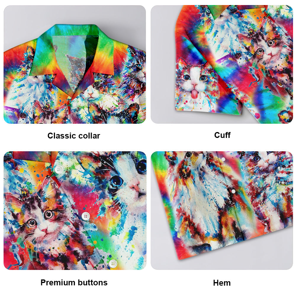 Cute Colorful Cat Baby Angel Hawaiian Shirt Pattern Detail For Summer Holidays And Outdoor Fun