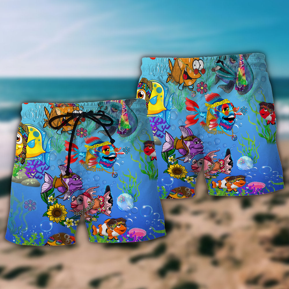 Ocean Joy To The Fishes In The Deep Blue Sea Joy Beach Shorts For Tropical Coastal Getaways