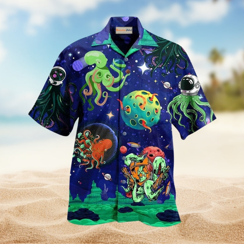 Octopus Astronaut Style Hawaiian Shirt For Resort Travel Summer Events And Thoughtful Casual Gifting