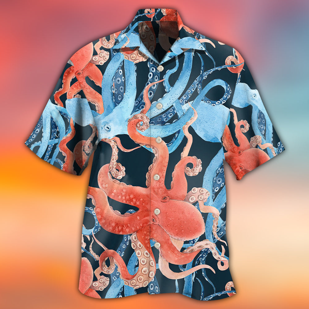 Colorful Octopus Ocean Hawaiian Shirt Design Detail For Sunny Adventures And Casual Wear