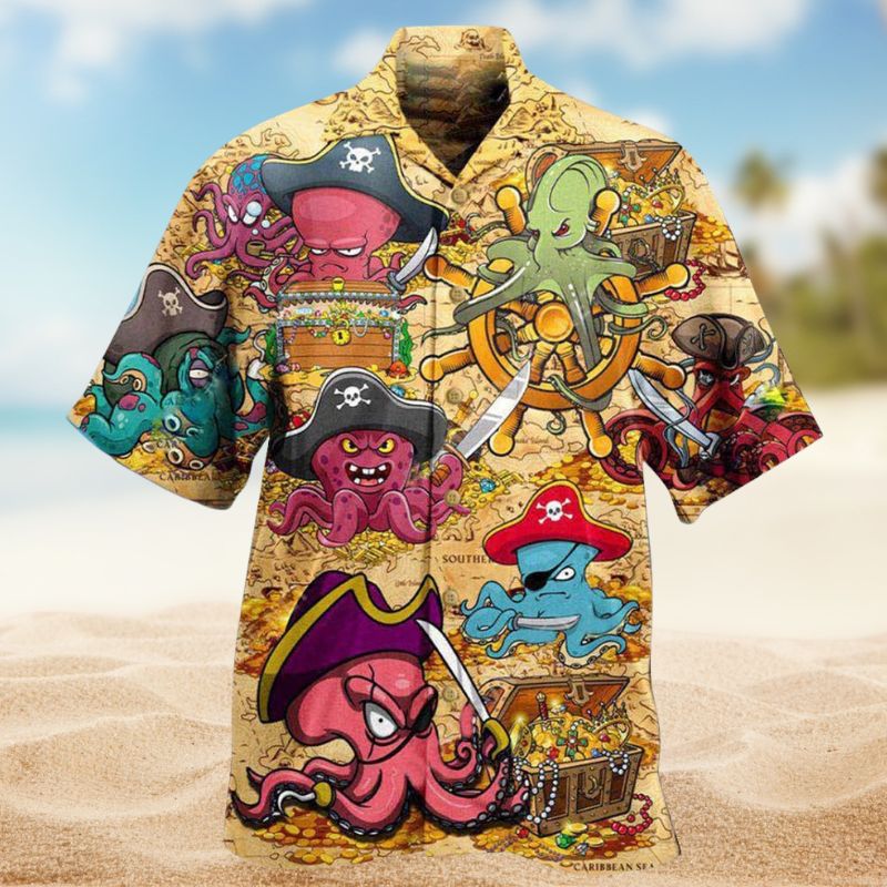 Octopus Pirate Captain Hawaiian Shirt For Island Vacations, Casual Events, And Distinctive Seasonal Style