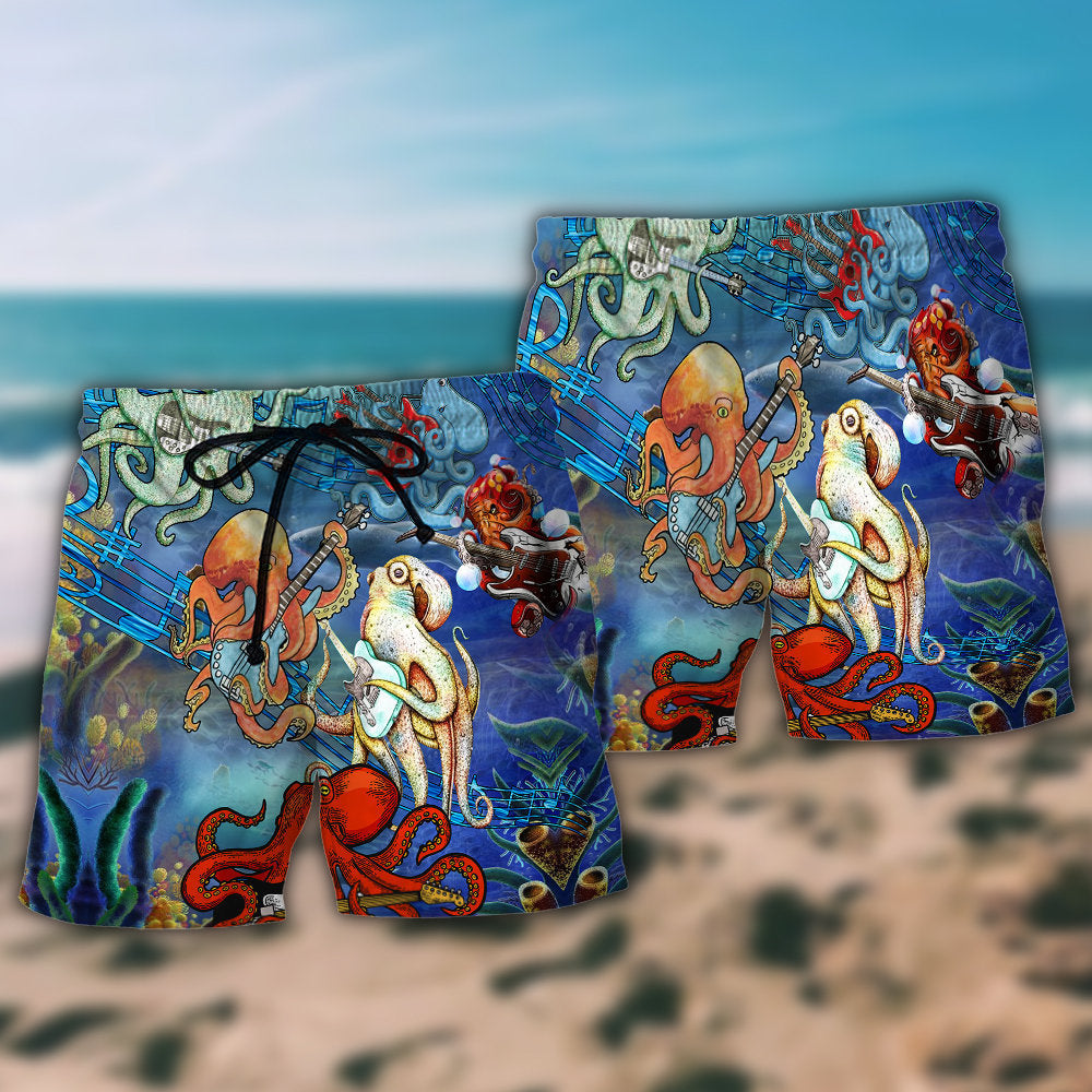 Octopus Rocktopus Funny Style Hawaiian Print Beach Shorts For Resort Trips And Poolside Style