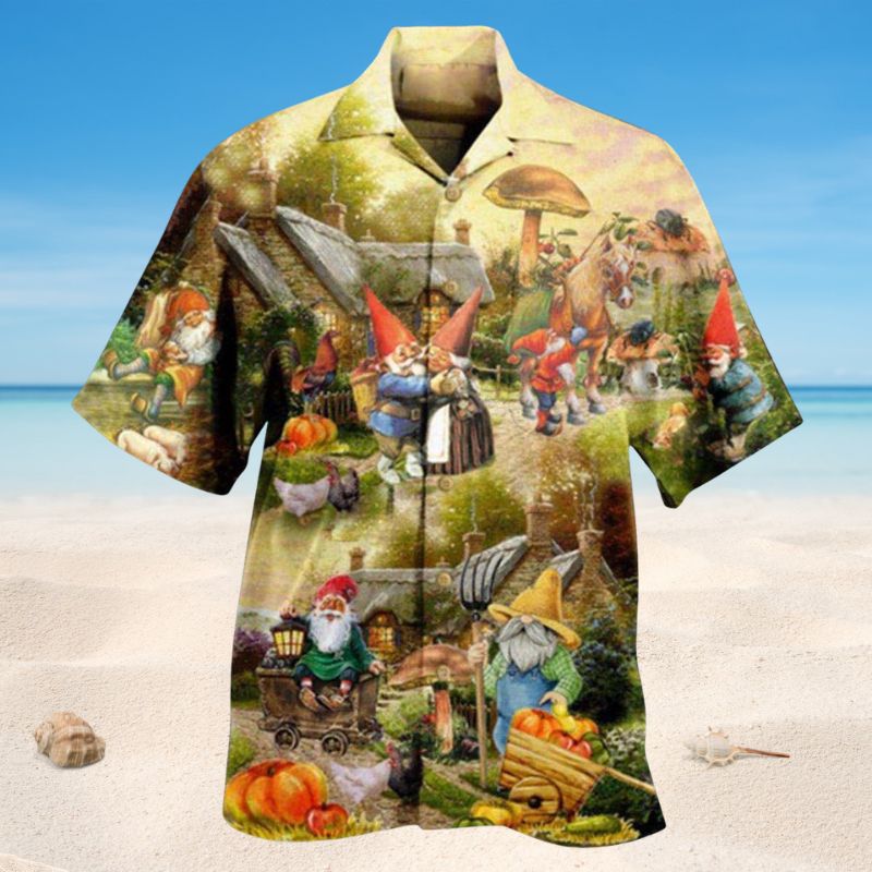 Gnomes Farmer Hawaiian Shirt For Tropical Holidays, Outdoor Gatherings, And Everyday Comfort