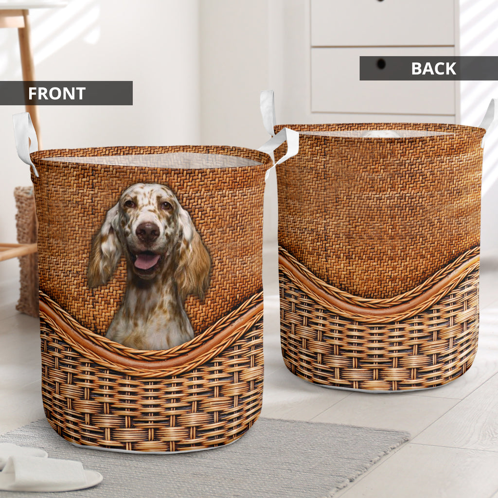 Dog Orange Belton Rattan Texture Laundry Basket For Room Home Organizer