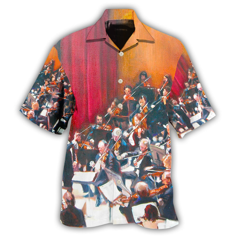 Colorful Orchestra Music Pattern Hawaiian Shirt For Festival Travel, Beach Gatherings, And Relaxed Summer Style