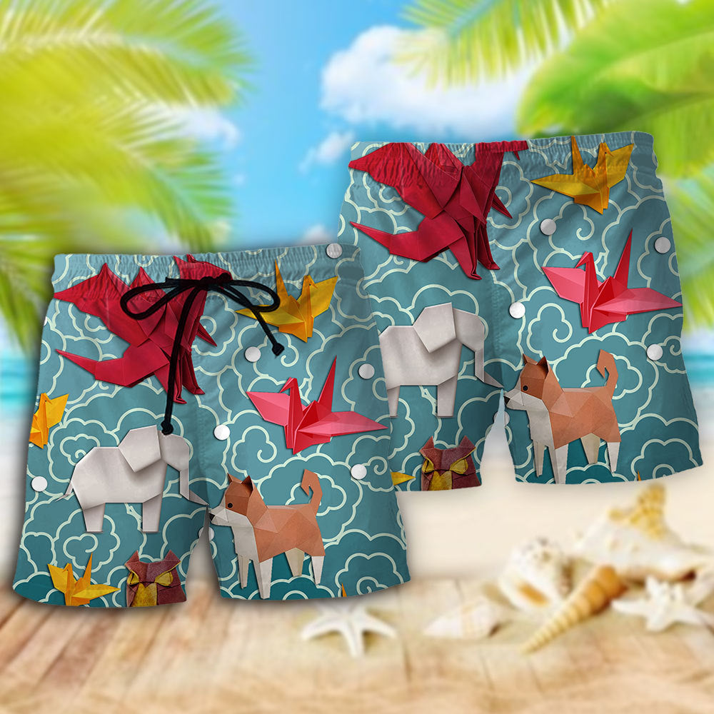 Origami Minimal Cute Beach Shorts Pattern Detail For Poolside Fun And Laid Back Daily Wear