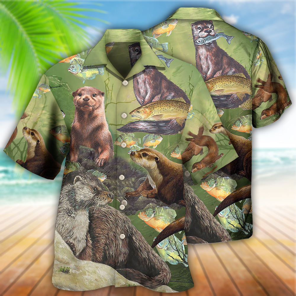 Otter Busy Fishing Day Hawaiian Shirt For Warm Weather Adventures And Everyday Comfort