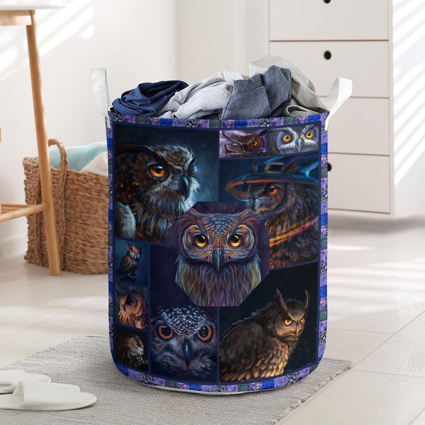 Owls In The Darkness Laundry Basket For Bathroom Bedroom Storage