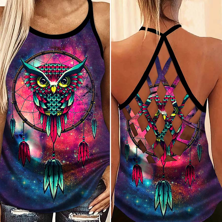 Owl Dreamer Hollow Tank Top For Fitness Sessions And Summer Events