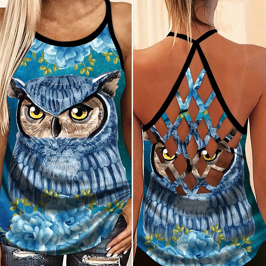 Owl Dreamer Hollow Tank Top For Fitness Activities And Relaxed Style