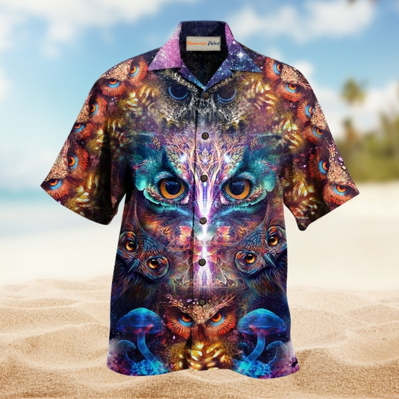 Owl Awesome Eyes Hawaiian Shirt For Island Getaways Outdoor Events And Thoughtful Animal Lover Gifts