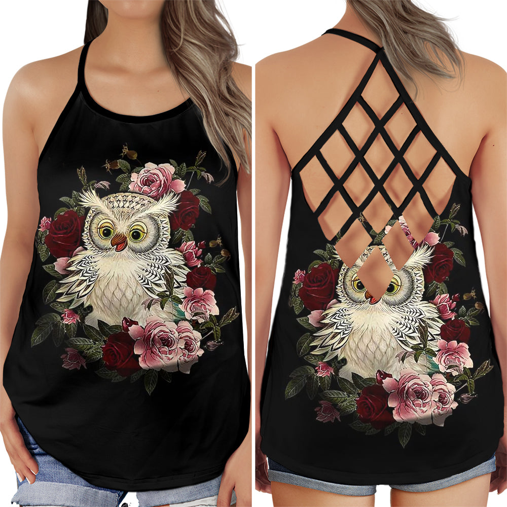 Owl Dreamer Near Flowers Hollow Tank Top For Yoga Workouts And Casual Wear