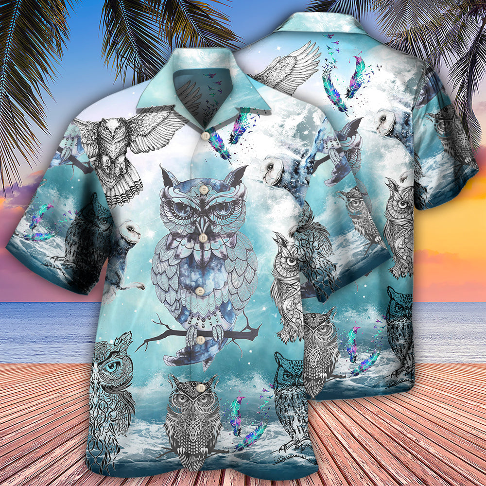 Fantasy Owl Tattoo Sky Hawaiian Shirt For Creative Adventures, Beach Travel, And Bold Warm Weather Wear