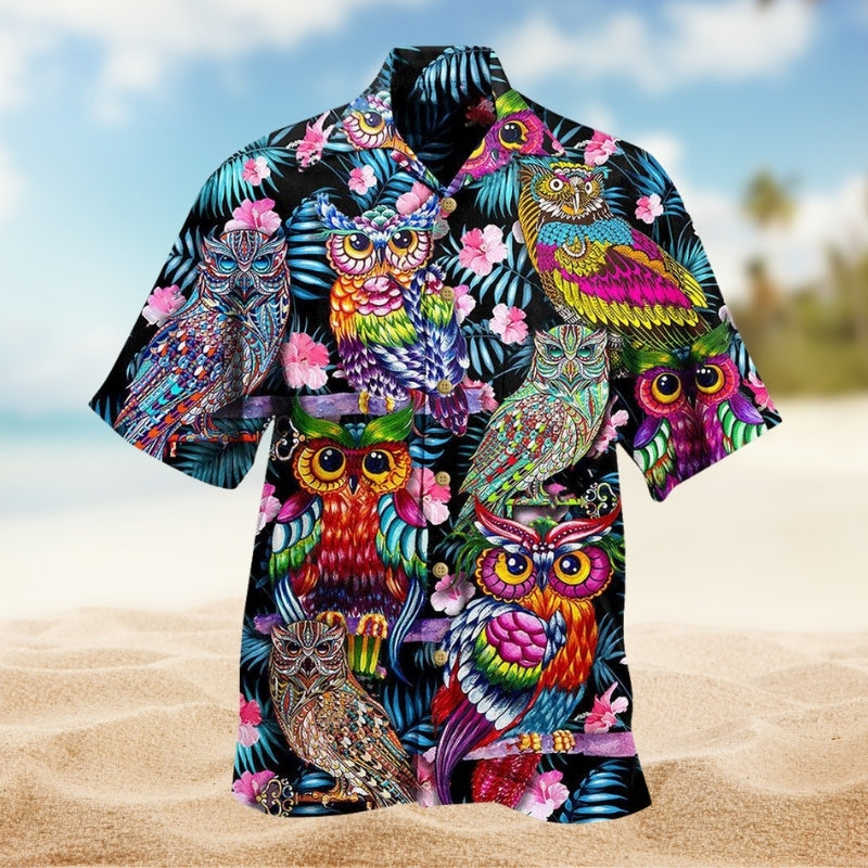 Floral Owls Hawaiian Shirt For Island Vacations, Resort Wear, And Relaxed Seasonal Style