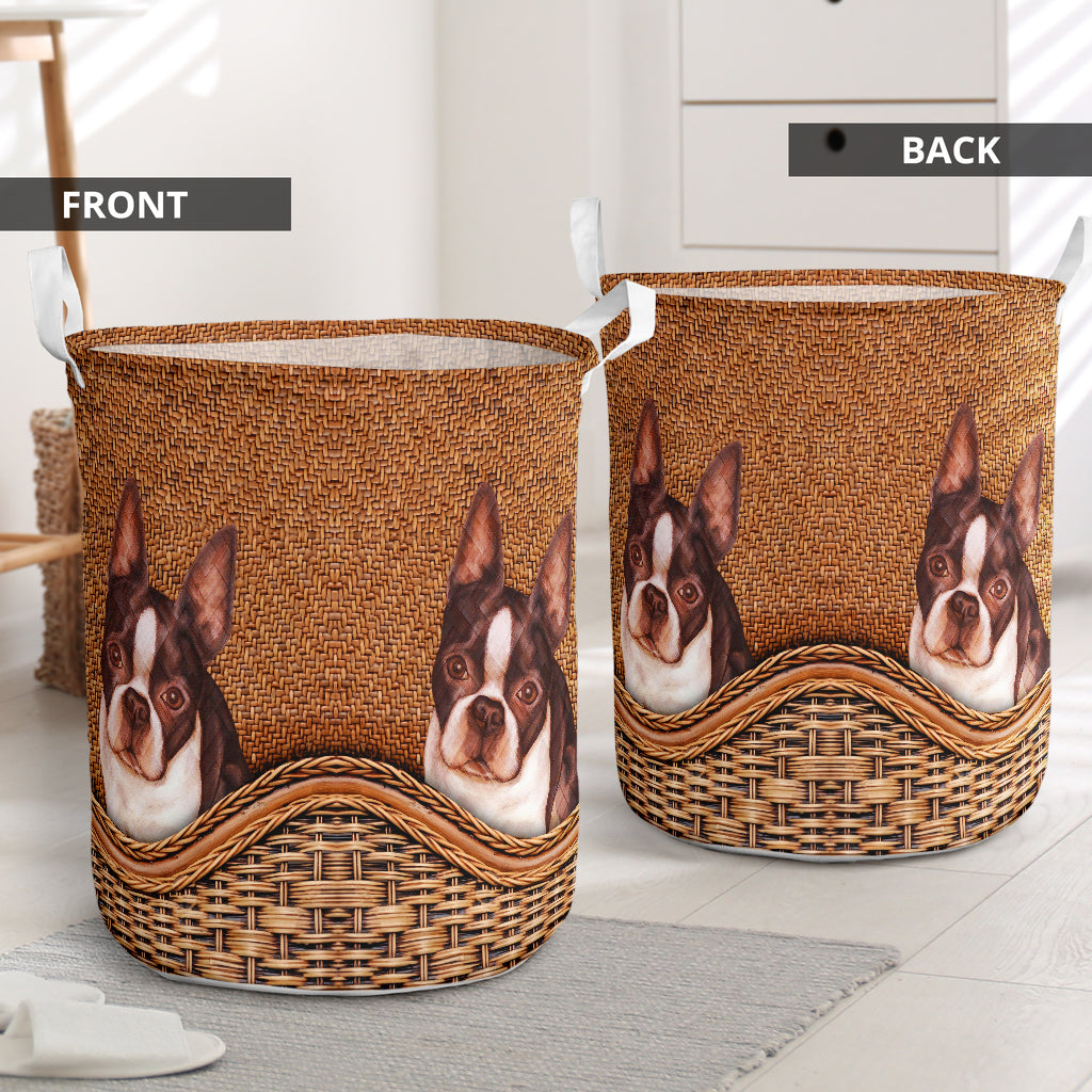 Cute Boston Terrier Laundry Basket For Bathroom Bedroom Storage