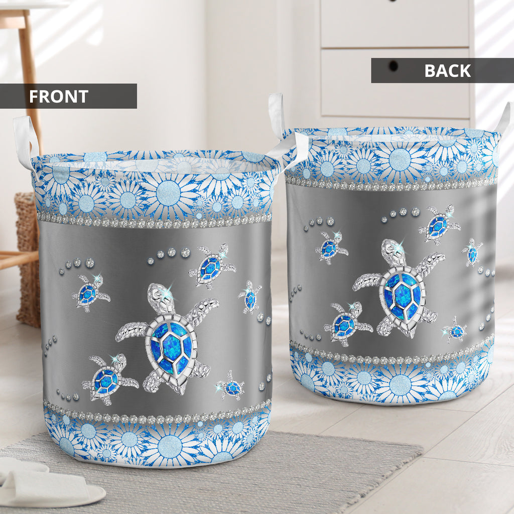 Turtle Glitter Laundry Basket For Bathroom Bedroom Storage