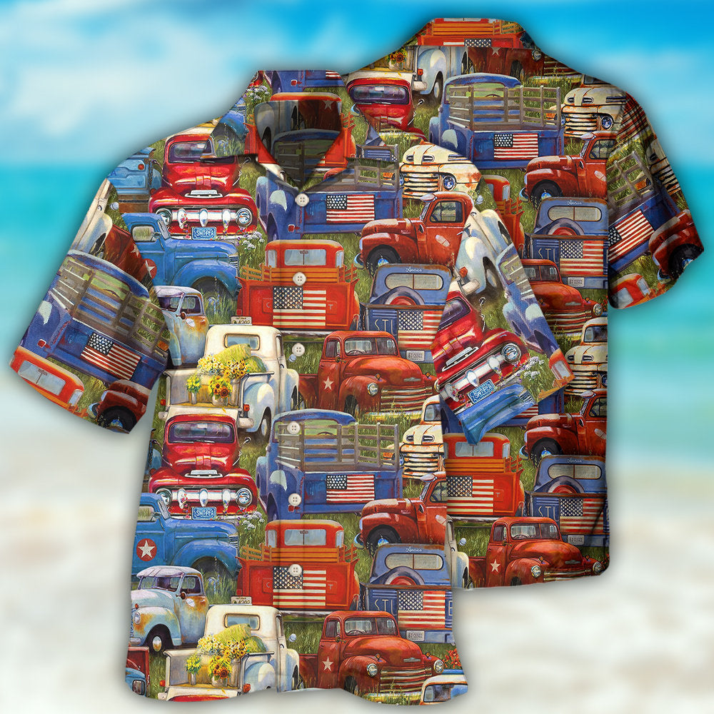 Creative Colorful Packed Trucks Hawaiian Shirt For Coastal Travel, Casual Events, And Comfortable Summer Wear