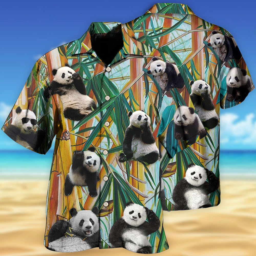 Cute Panda Hawaiian Shirt With Detailed Graphic For Tropical Escapes Resort Wear And Outdoor Celebrations
