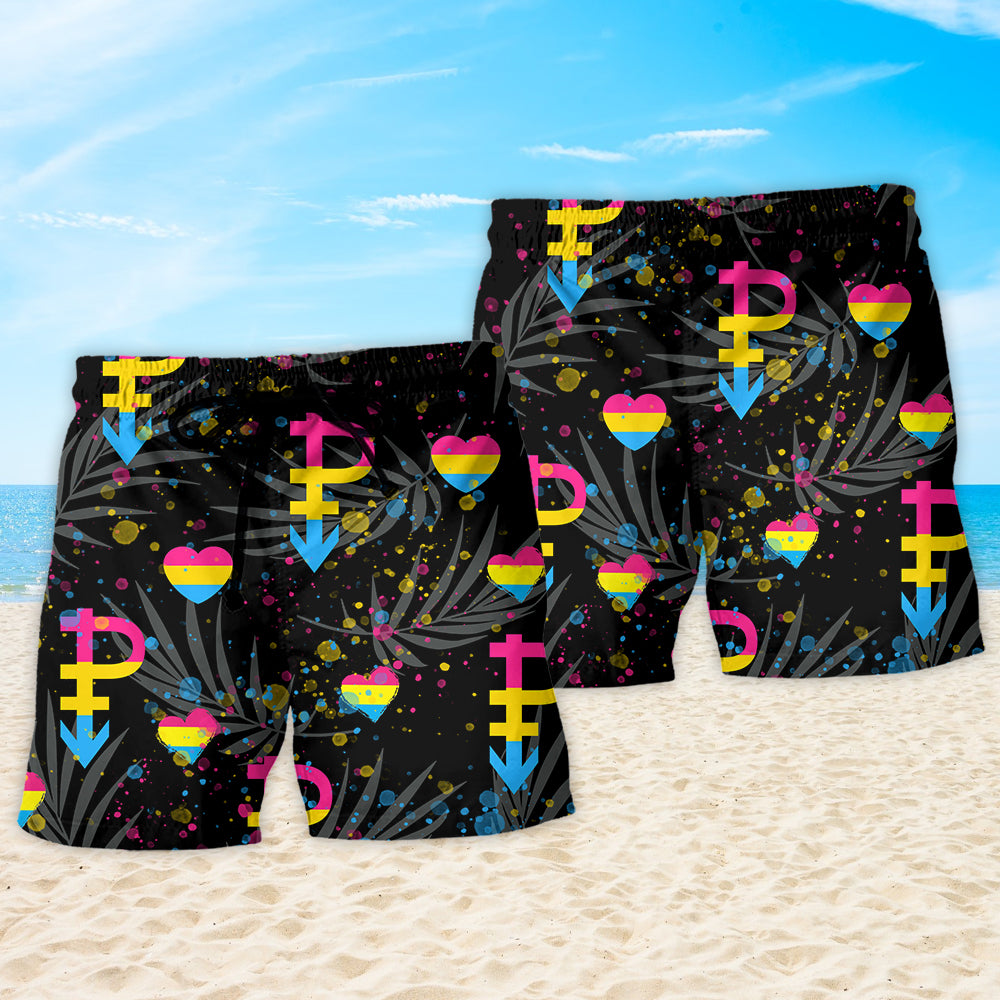 Tropical Leaf Rainbow Pride Pansexual Pride Beach Shorts Pattern Detail For Resort Wear And Versatile Outdoor Wear