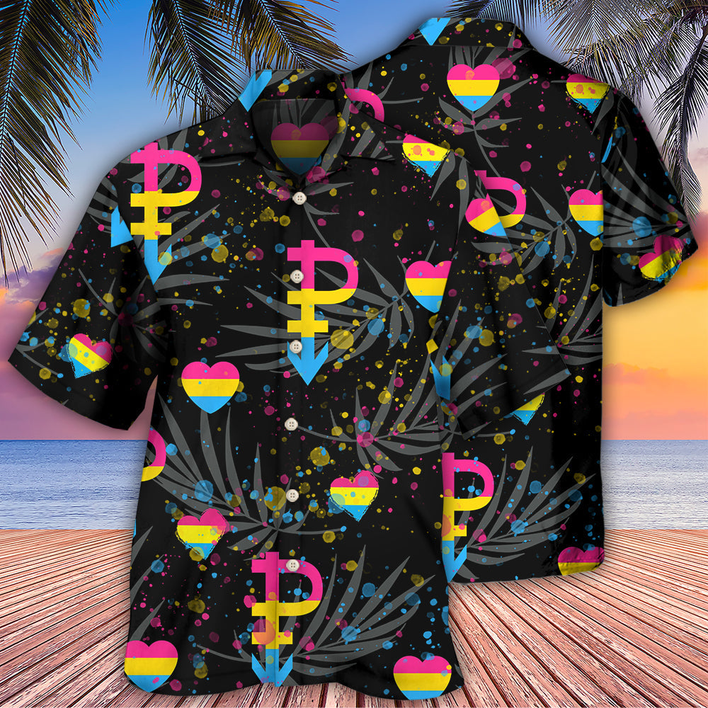 Tropical Rainbow Pride Pansexual Leaf Design Hawaiian Shirt For Beach Days, Summer Outings, And Thoughtful Gift Giving