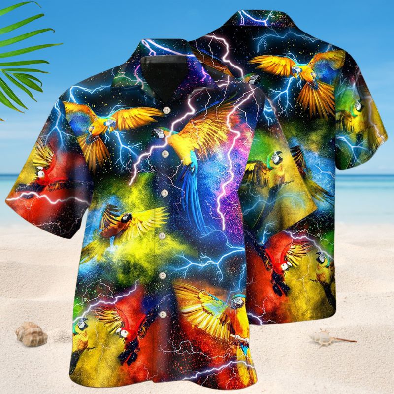Parrot Mysterious Lightning Hawaiian Shirt For Beach Days, Summer Outings, And Thoughtful Gift Giving