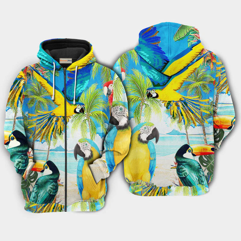 Parrots High Beach Hoodie For Casual Outfits Outdoor Trips And Comfortable Layering