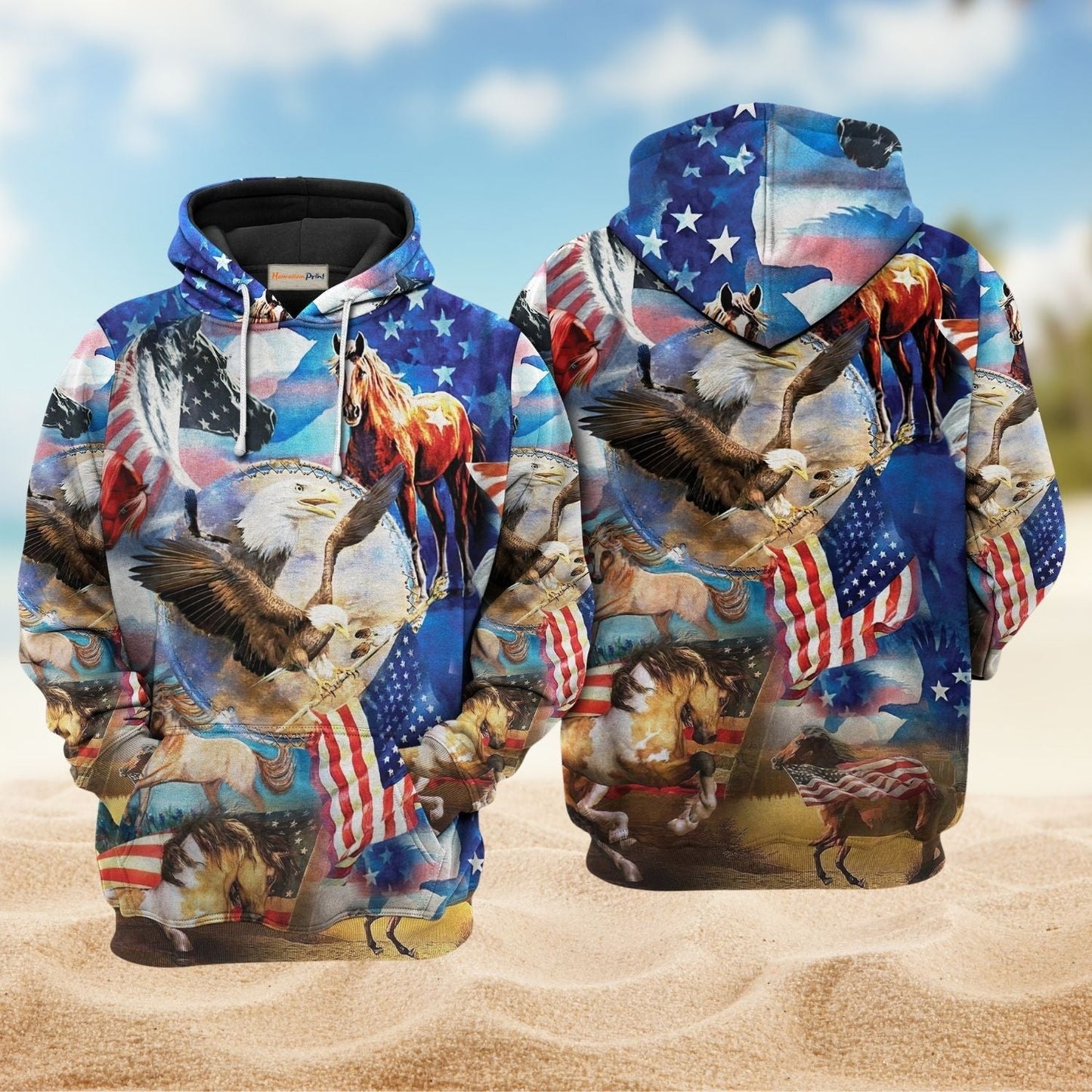 Patriotic Horse America Hoodie For Rustic Travel Casual Adventures And Gift Giving