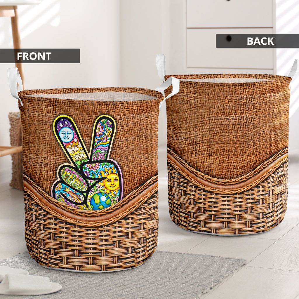 Hippie Peaceful Life Laundry Basket For Room Home Organizer