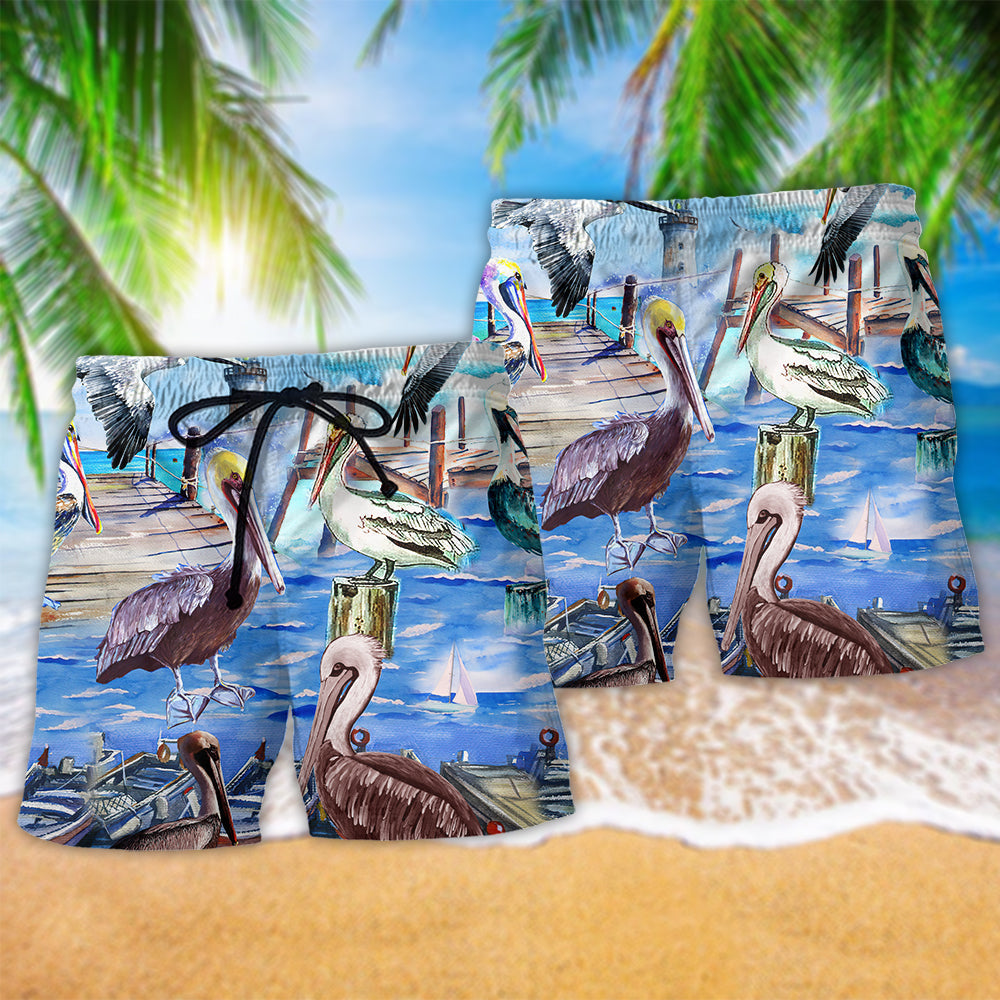 Pelican Animal Beach Shorts Pattern Detail For Beachside Relaxation And Casual Outdoor Comfort