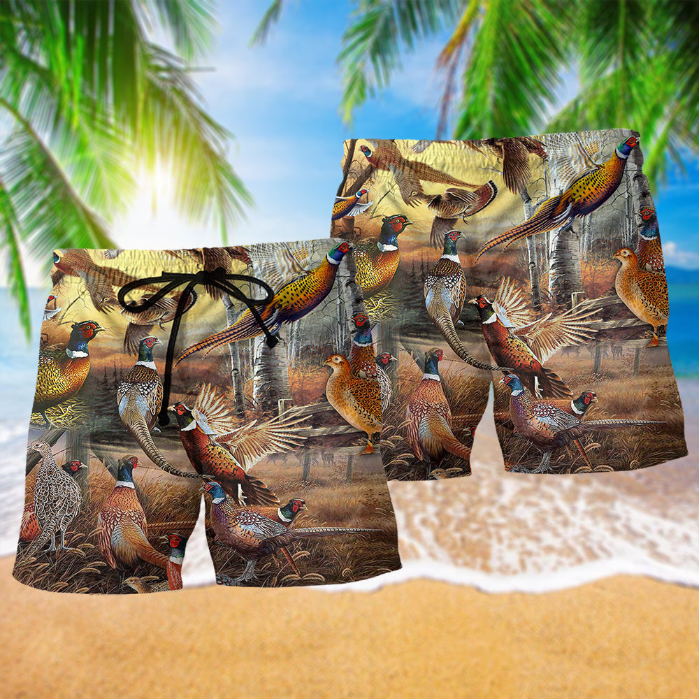 Pheasant Hunting Time Outdoor Beach Shorts For Summer Vacation And Coastal Travel