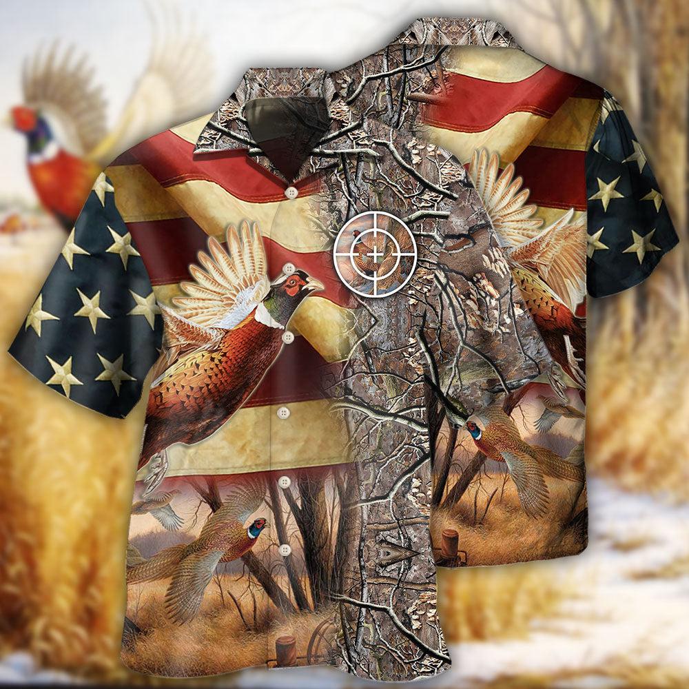 Hunting Pheasant American Hawaiian Shirt Pattern Detail For Summer Holidays And Outdoor Fun