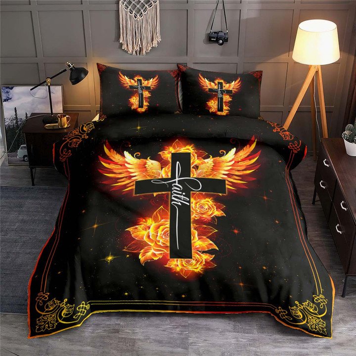 Jesus Phoenix Rose Faith Bedding Cover For Fantasy Bedroom Decor