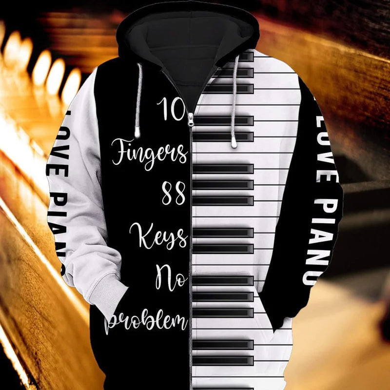 Piano Ten Fingers Eighty Eight Keys Hoodie For Musicians Outdoor Activities And Creative Gift Ideas