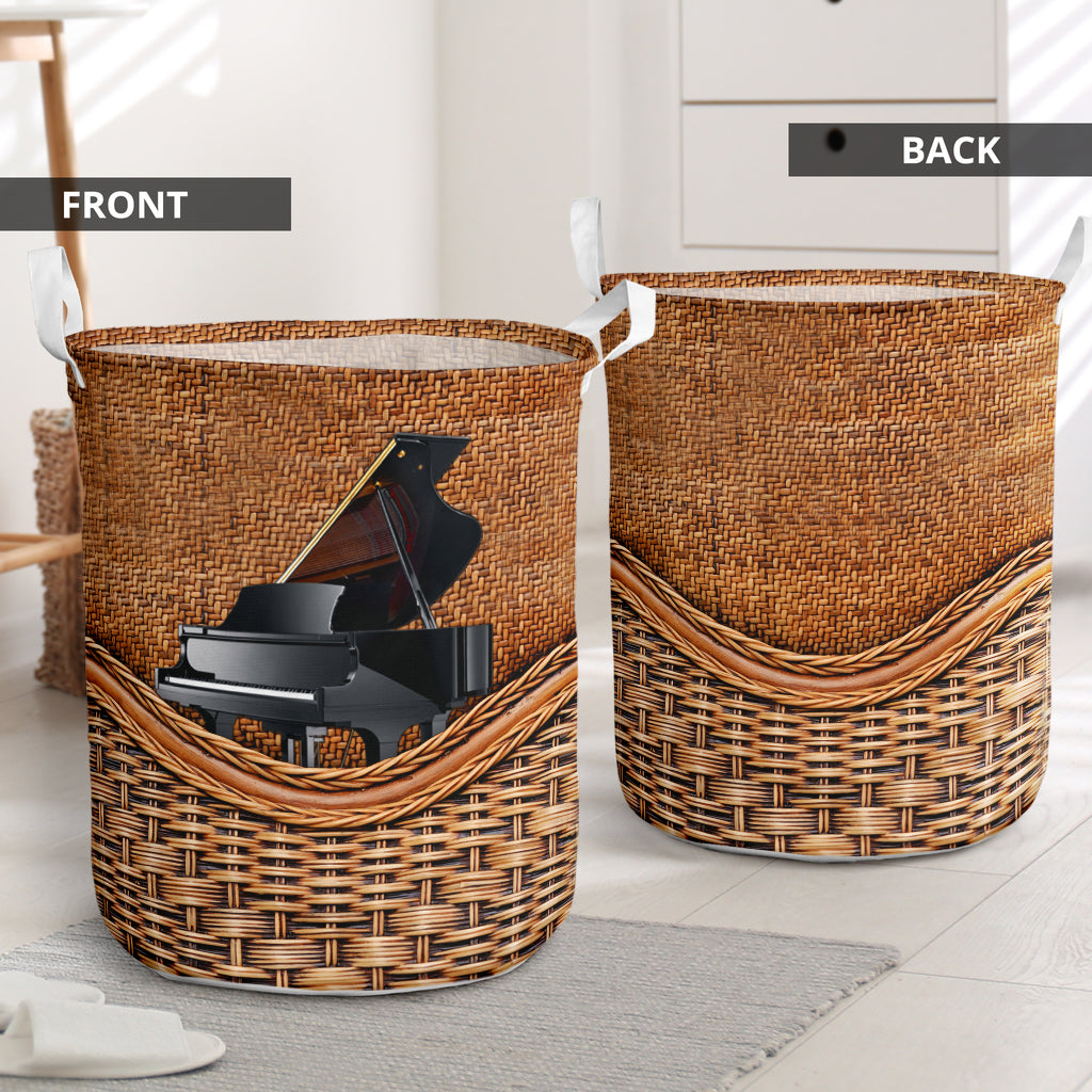 Piano Rattan Texture Laundry Basket For Room Home Organizer