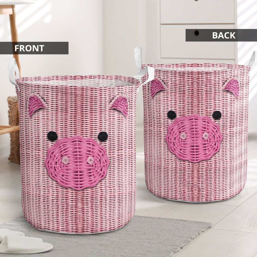 Pig Wicker Lovely Style Laundry Basket For Room Home Organizer