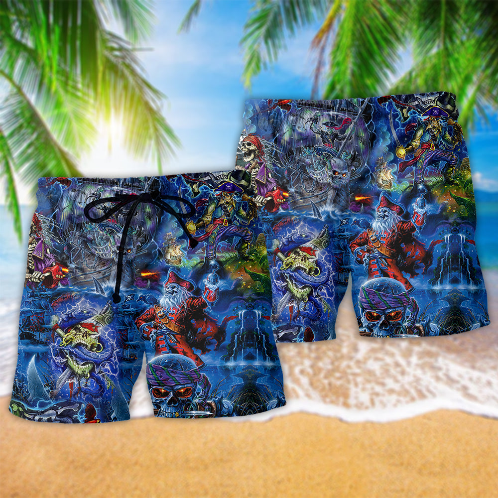 Pirate Work Like Captain Blue Beach Shorts Pattern Detail For Warm Weather Comfort And Thoughtful Gift Giving