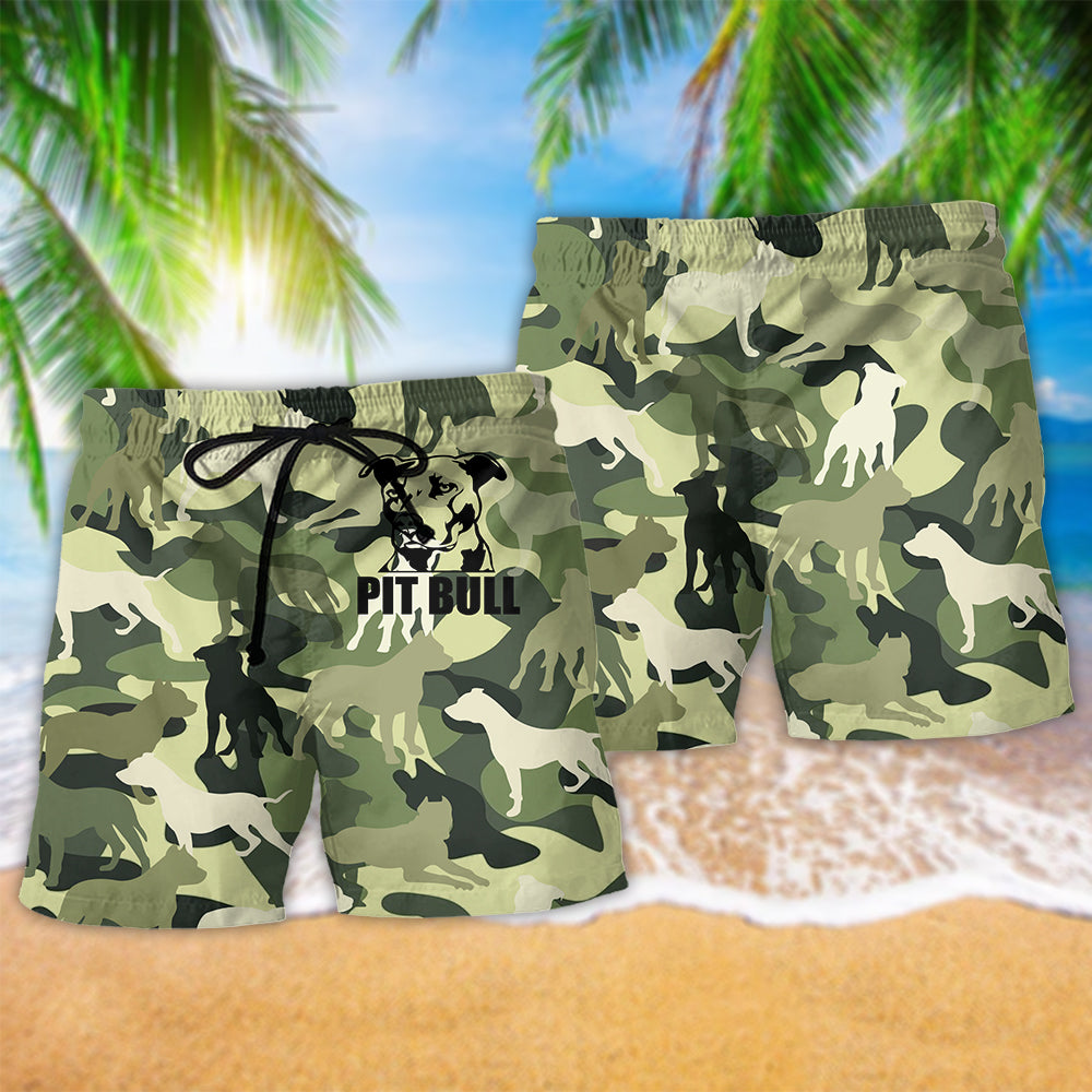 Pitbull Camouflage Minimal Beach Shorts Graphic Detail For Resort Trips And Casual Outings