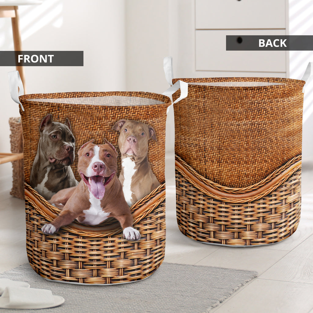 Dog Pitbull Love You Laundry Basket For Room Home Organizer