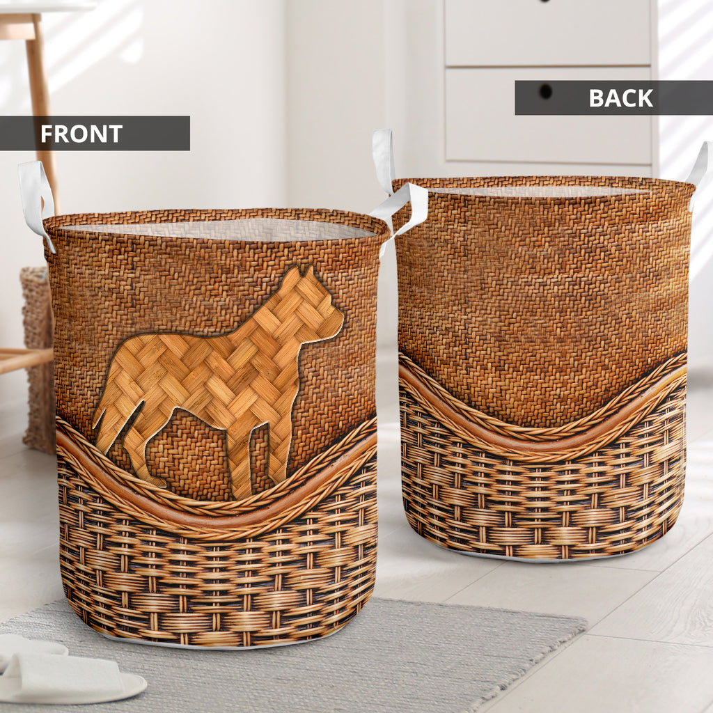 Dog Pitbull Rattan Texture Lovely Dog Laundry Basket For Room Home Organizer