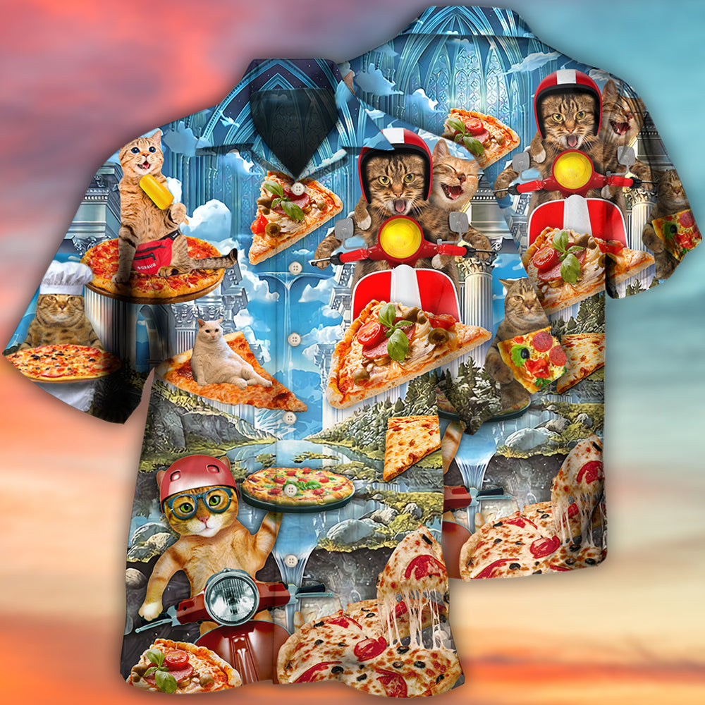 Funny Cat Pizza Hawaiian Shirt For Poolside Relaxation And Sunny Getaways