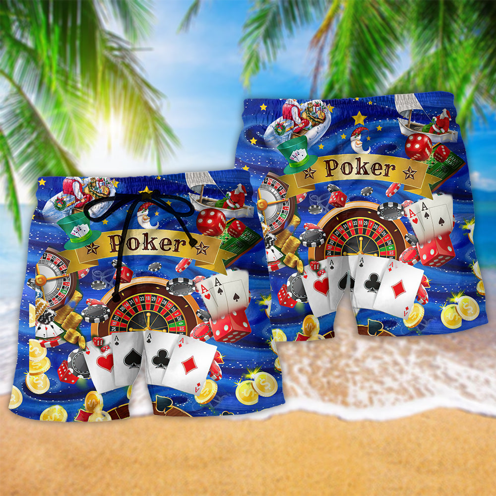 Poker Card Game Born To Play Forced To Work Beach Shorts For Active Summer Travel