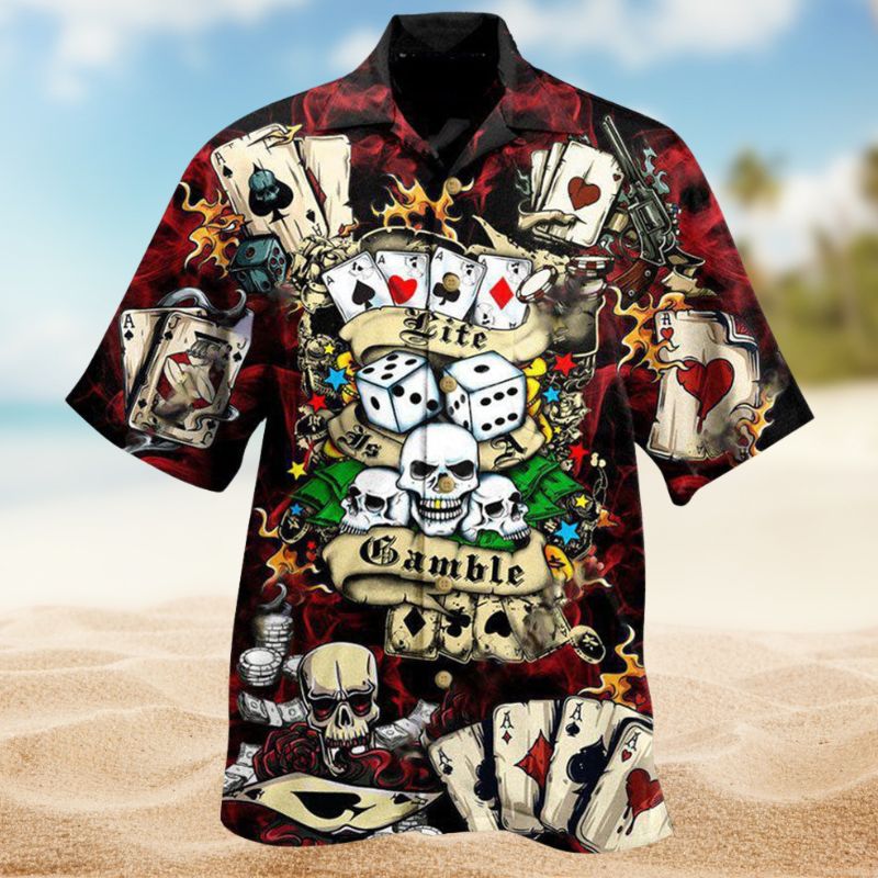 Poker Risk Chance Hawaiian Shirt For Summer Vacation, Beach Travel, And Casual Wear